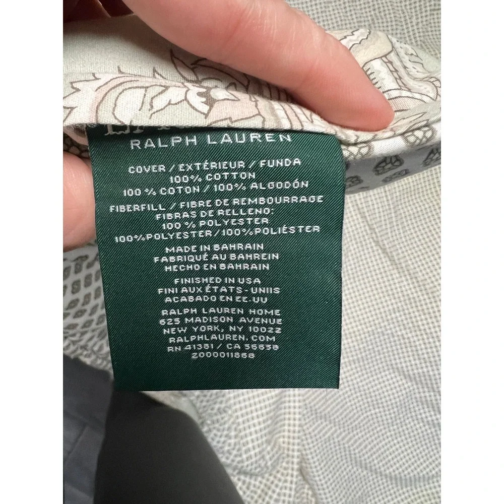 Ralph Lauren Home Comforter Set Full Queen  Green Paisley Cotton 3pc Reversible